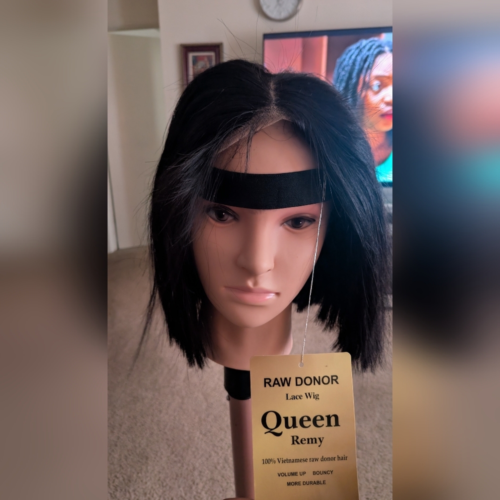 Natural Lace. Raw Donor Queen Remy 100% Vietnamese Raw Donor. 8" Bone Straight
